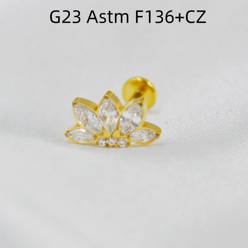 

10 шт. украшения для тела 16G CZ G23 титановый Astm F136 губная серьга для ушей спираль для козелка ладья шпилька ювелирные изделия для пирсинга