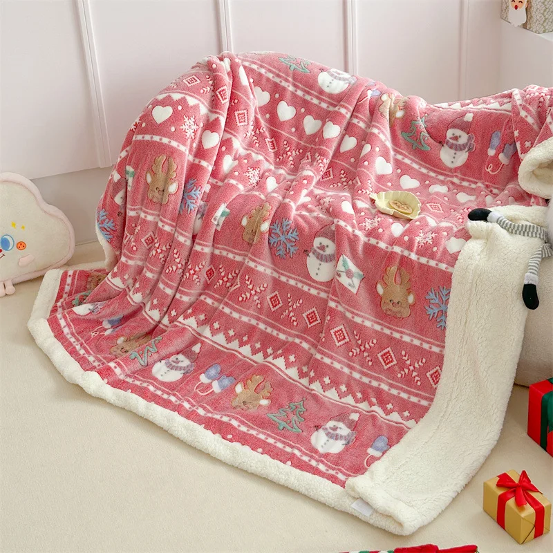 Christmas Blankets Holiday Throw Blanket Xmas Winter Cozy Warm Flannel for Chair Couch Bed Farmhouse Photoshoot Props Decoration