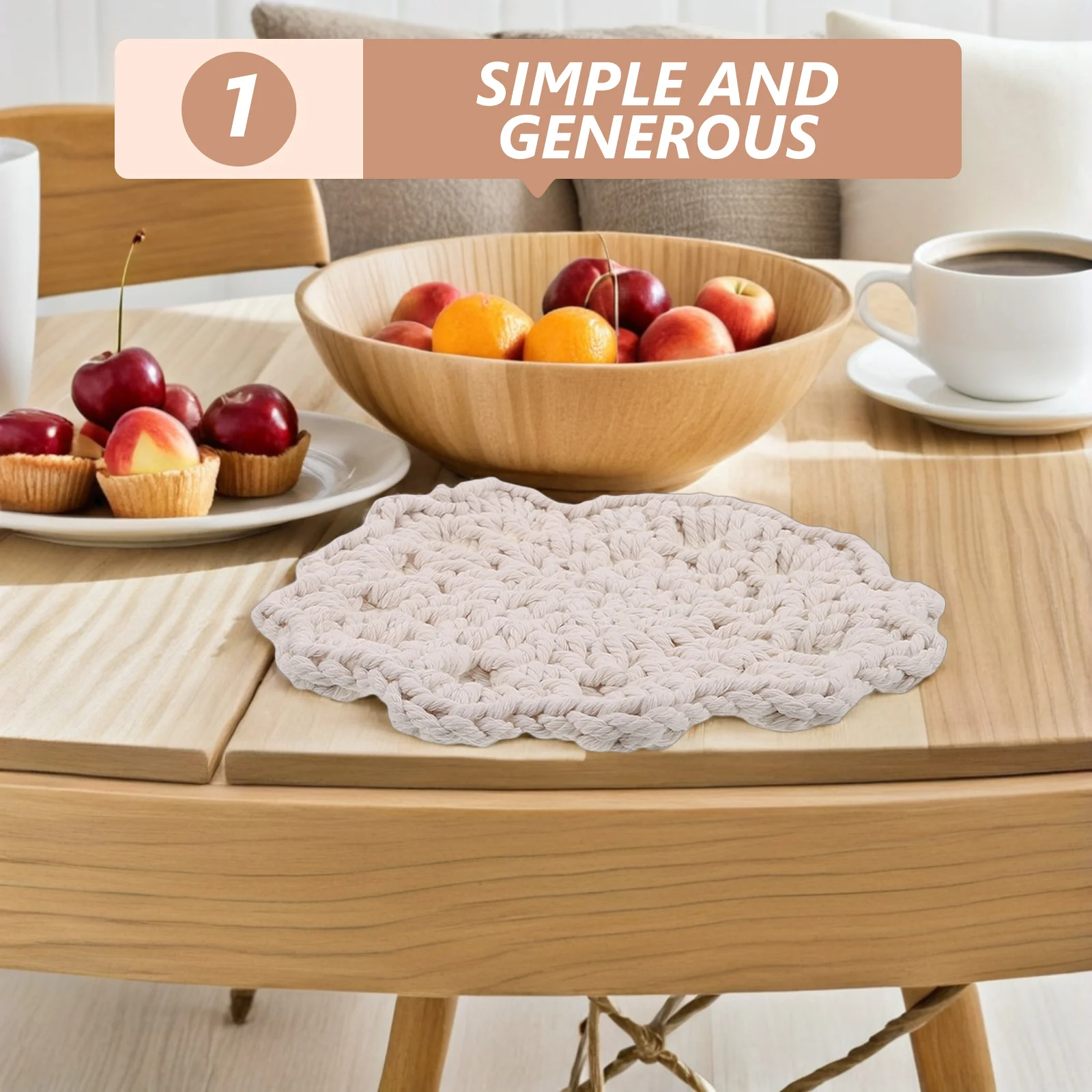 

3Pcs Cotton Rope Round Coasters Nordic Minimalist Style Woven Heat Resistant Insulated Table Placemats Kitchen Office
