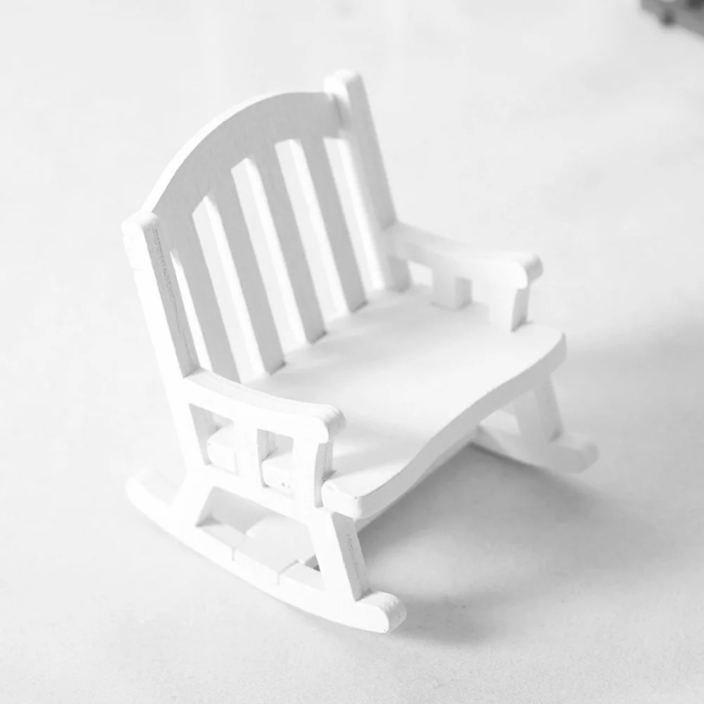 

2 Pcs Dollhouse Rocking Chair Adorable Furniture DIY Decor Recliner Mini Rocking-chair Wooden Miniature
