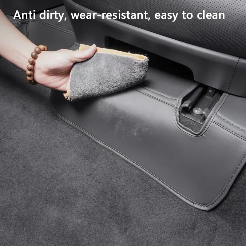 Für Tesla Model YL 6-Sitzer Zweite Reihe Unter dem Sitz Anti-Kick-Pad Leder Sitzunterseiten-Schutzabdeckung Auto-Innenausstattung Zubehör – Detail 5