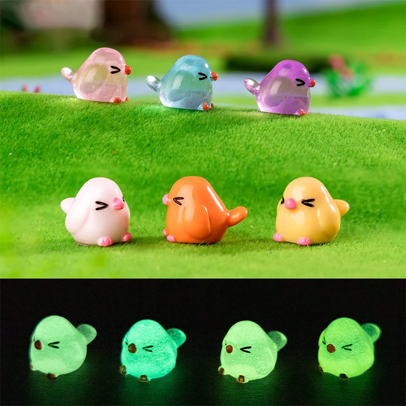 10Pcs Cartoon Luminous Simulated Animals Bird Ornaments Landscape Decoration Miniature Figurines DIY Home Decoration Accessories