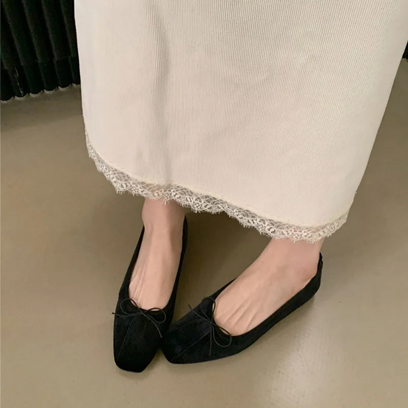 Modische Damen-Seidenballerinas mit Erhöhter Sohle, Schmetterlingsknoten, Flache Ballerinas für Damen, Frühling/Herbst Neuheit – Detail 8