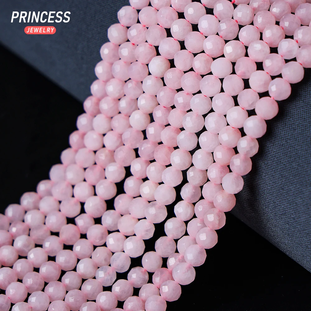 A++ Natural Pink Rose Quartz Crystal Faceted Loose Beads for Jewelry Making Stone Beads DIY Accessories Wholesale 4 6 8 10mm