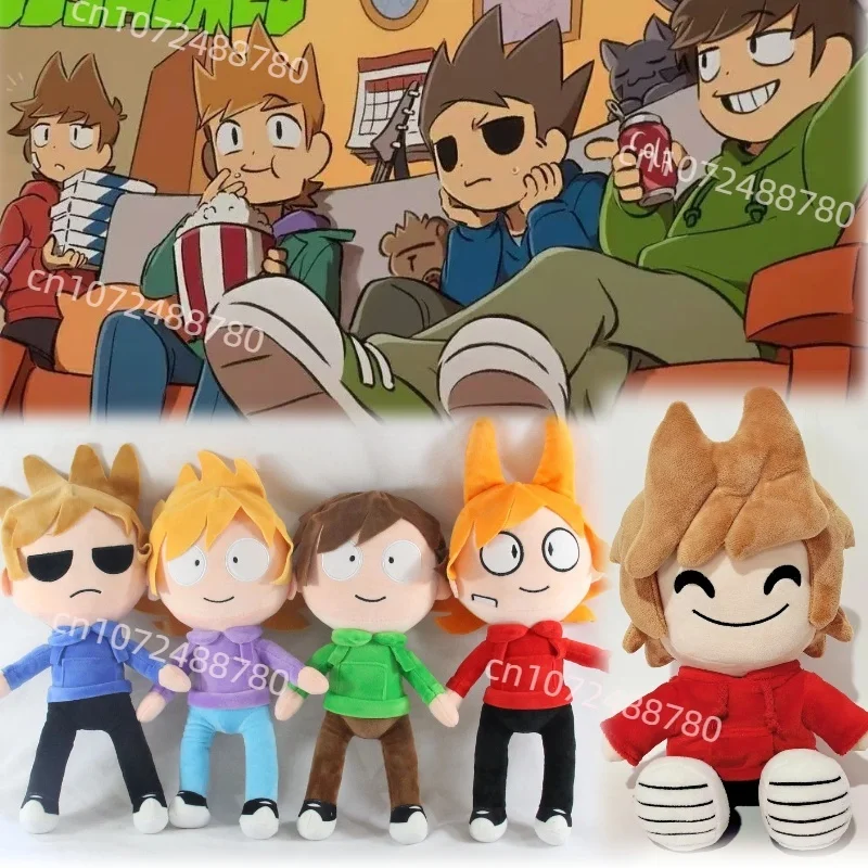 Nuevo Peluche de Anime Eddsworld Tord de 22cm, Adorable Muñeco de Peluche Sentado de Tord de 30cm, Muñeco de Peluche de Edd Tom Eddy, Regalos para Fiestas