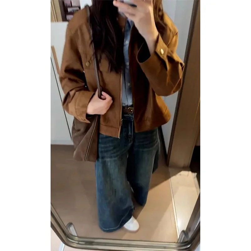 معطف نسائي جديد لربيع وخريف 2026 من ميلارد ريترو أنثى بسيطة بياقة صغيرة معطف نسائي جوكر سترة فضفاضة ملابس خارجية قصيرة غير رسمية #6