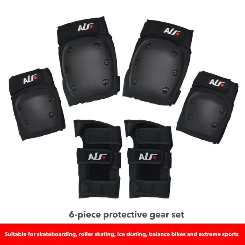 

6Pcs Skateboard Protective Gear Set Knee Elbow Palm Guards Long board Double Kick Skate Extreme Sports Safety Pads