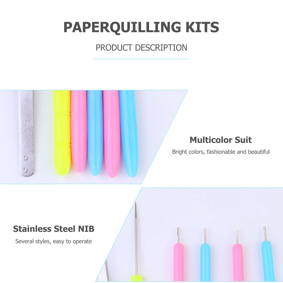 

6Pcs Paper Quilling Tools Set Stainless Steel Needle Pen Smooth Handle for Home DIY Craft Easy to Use Beginner