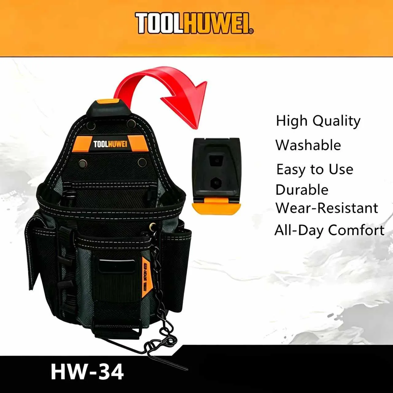 TOOHUWEI Multifunctional Electrician Pouch 13 Pockets Loops 6-Layer Oxford Heavy Duty Durable Quick-Hook Waist Tool Storage Bag