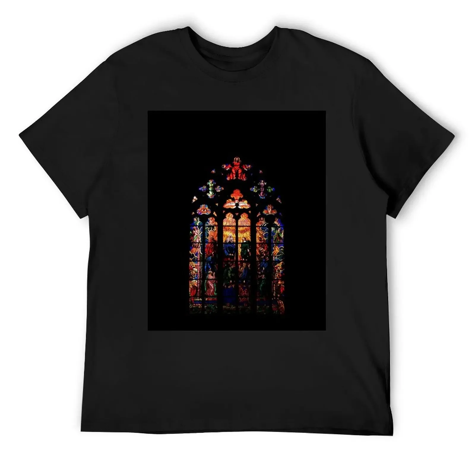 Stained Glass - Prague, St. Vitus Cathedral 1 T-Shirt baggy shirts vintage graphic tee slim fit t shirts for men