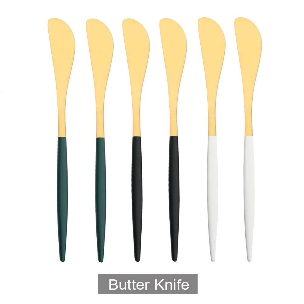 Black Gold Butter Knife Matte Stainless Steel Cutlery Cheese Dessert Jam Spreaders Cream Knifes Gold Dessert Tool Utensil