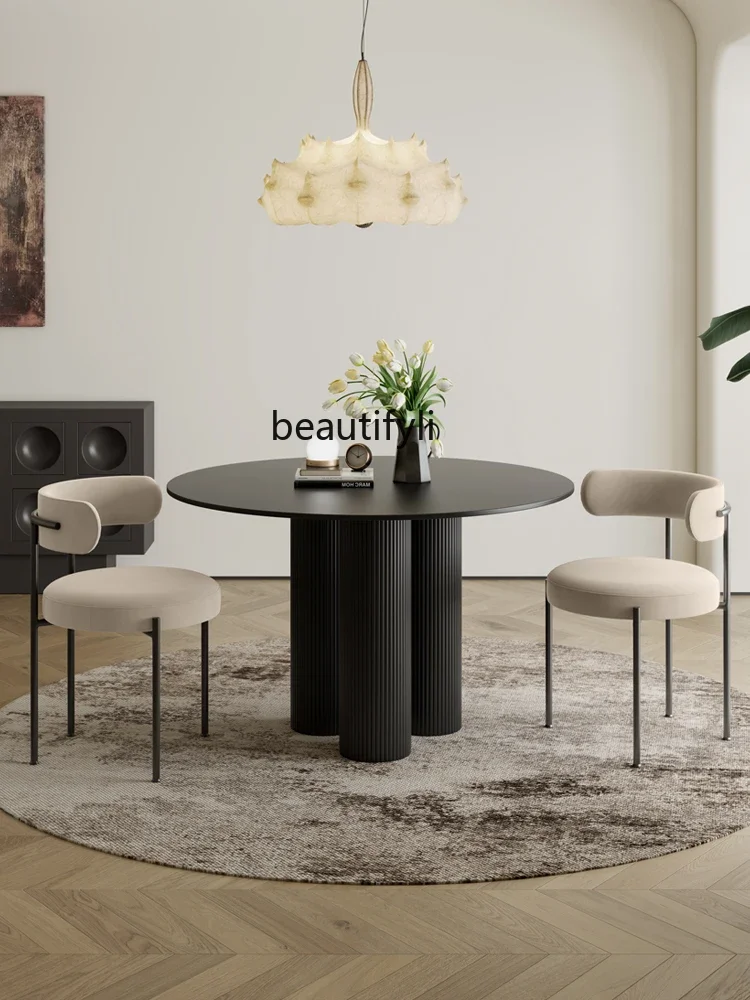 Cream Style round Dining Table French Stone Plate Small Apartment Home   Modern Minimalist Conference Table