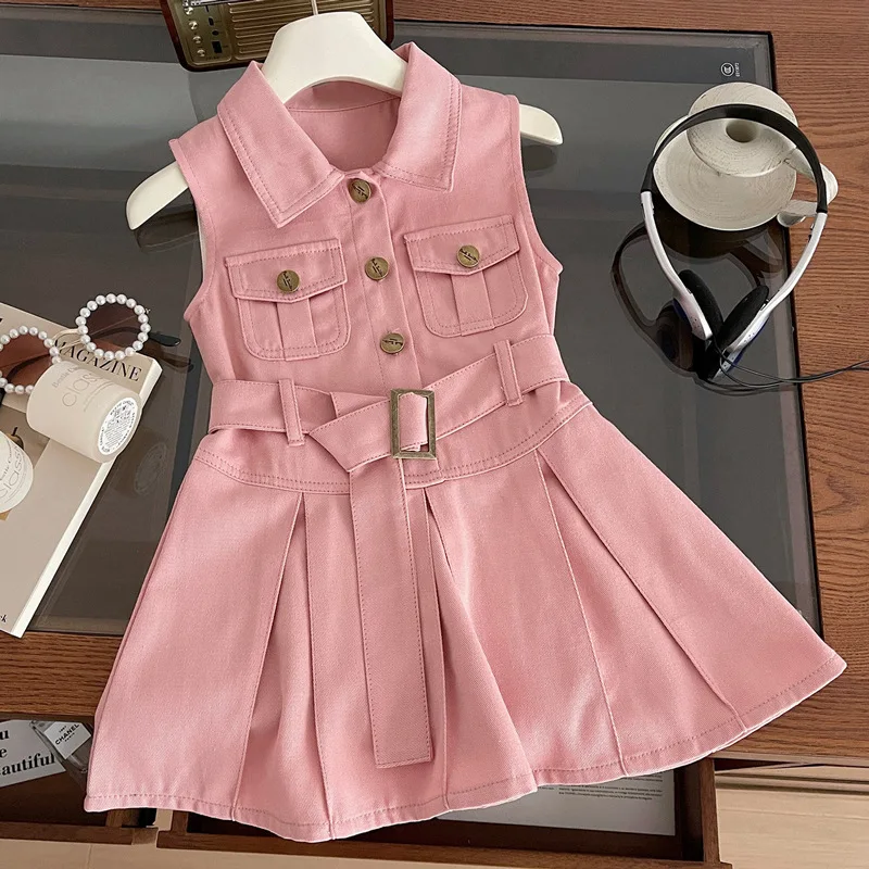 

Girls Denim Dresses Summer 2024 Children Fashion Shirts Dress For Baby Princess Clothes Kids Costume Toddler Outfits Dress 6 7Y