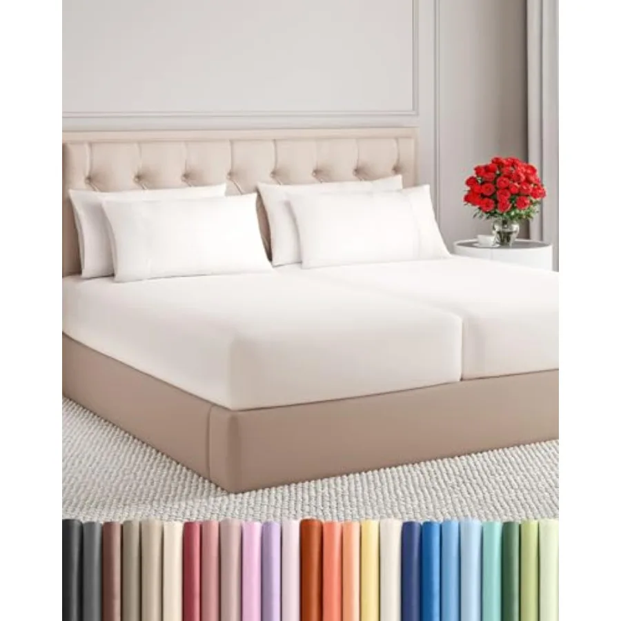 

7 Pcs Sheet Set - Comfy, Breathable and Cooling - Soft Hotel Luxury Bedding for Women, Men,,Teens and - 1 Flat and 2 Fitted She