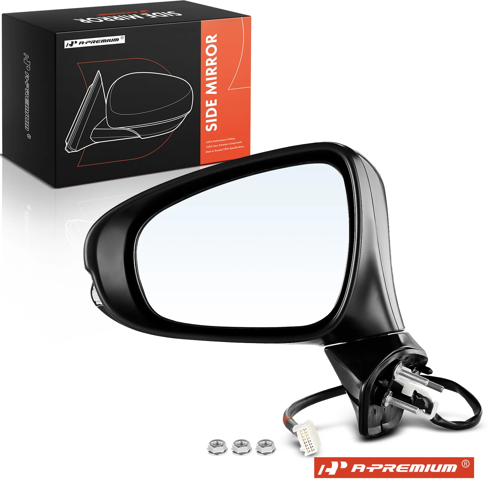 A-Premium Driver Side Power Door Mirror for Lexus ES350 ES300h 2013-2015 Manual Folding Turn Signal Light Heated Black