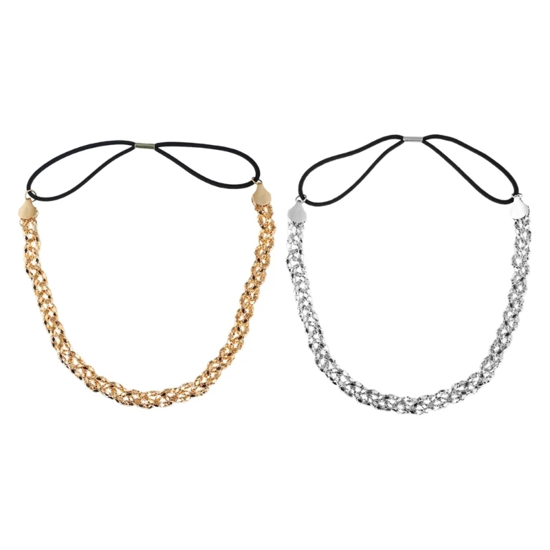 39BC Comfortable Lightweight Metal Head Chain Hairband For Extended Wear And Outings
