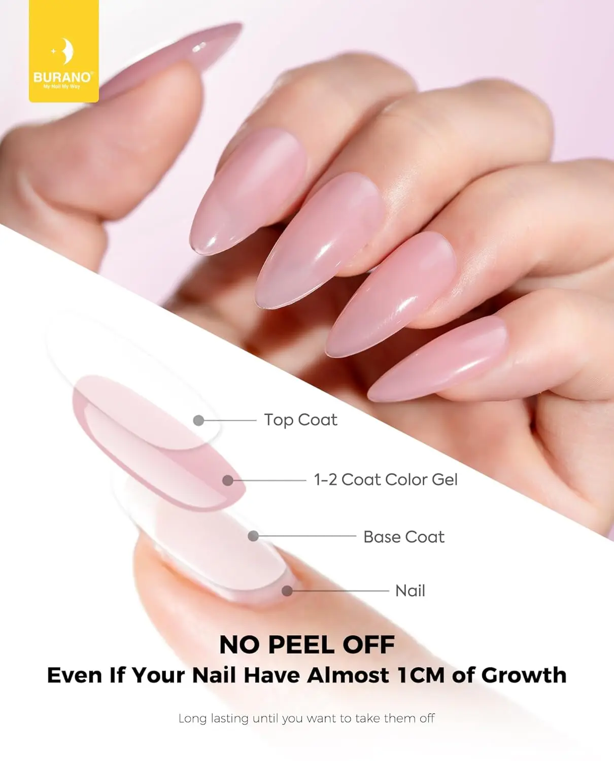 طلاء أظافر جل - ألوان جل نيون، مصباح أظافر LED بالأشعة فوق البنفسجية - 15 مل، 0.5 أونصة - وردي عاري (HK08)