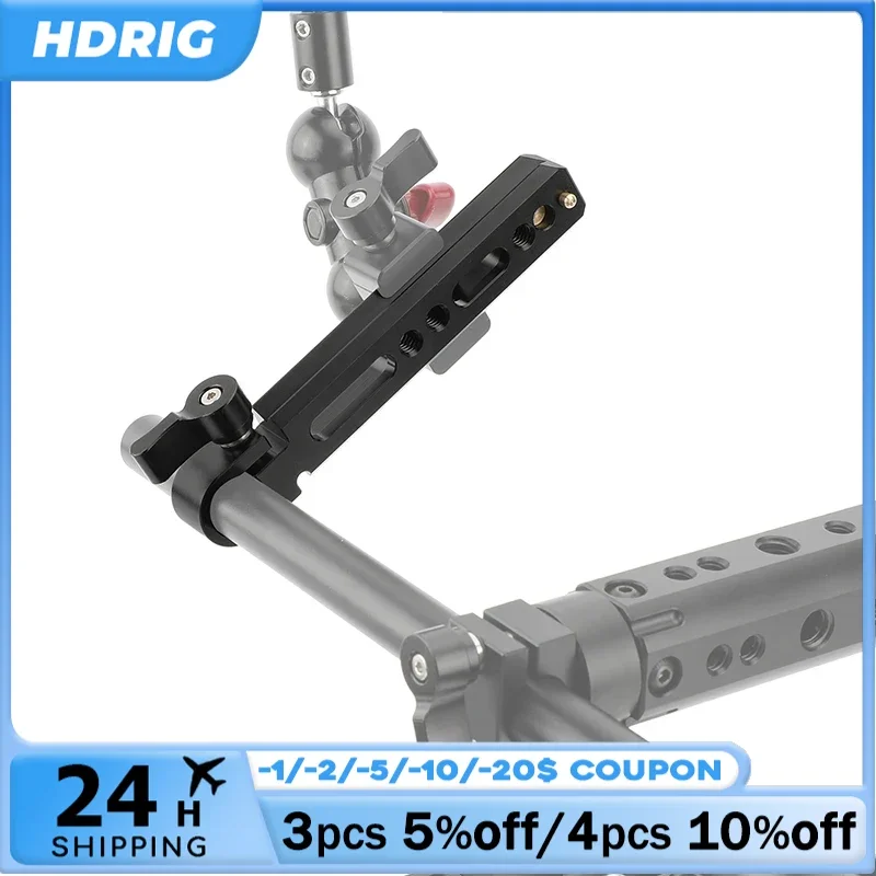 HDRIG-Soporte de varilla simple de 15mm con riel de seguridad NATO de doble cara (3,8 ") con roscas de 1/4"-20 para plataforma de jaula de cámara