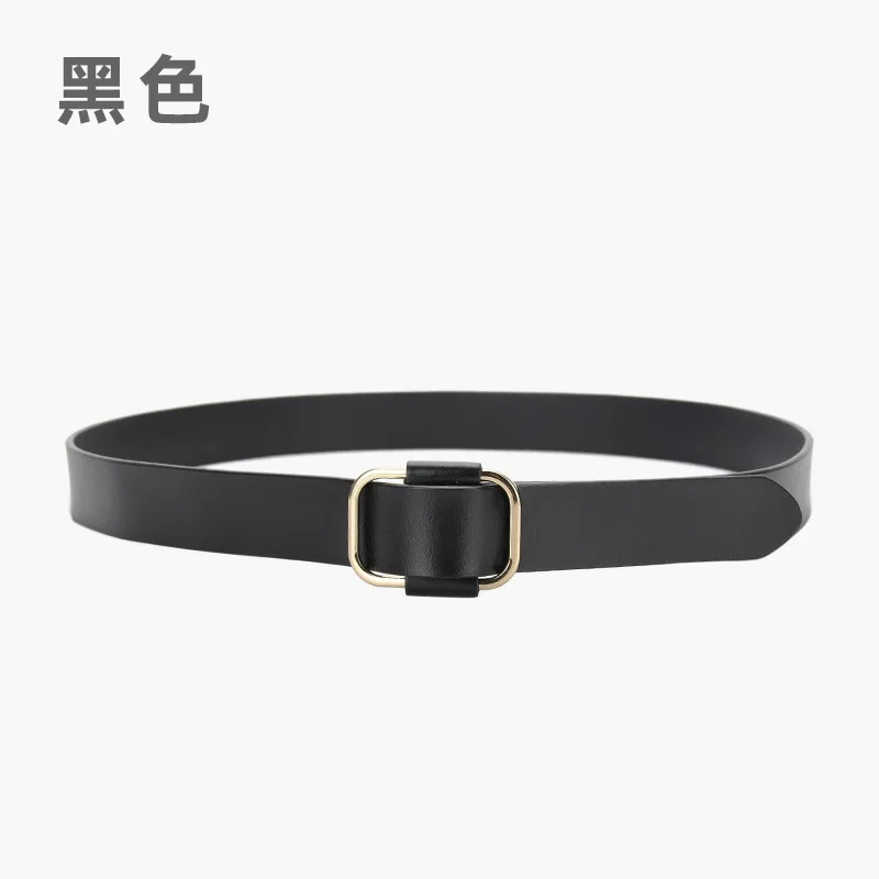 Square buckle belt for women genuine leather decoration jeans belt simple and versatile casual belt