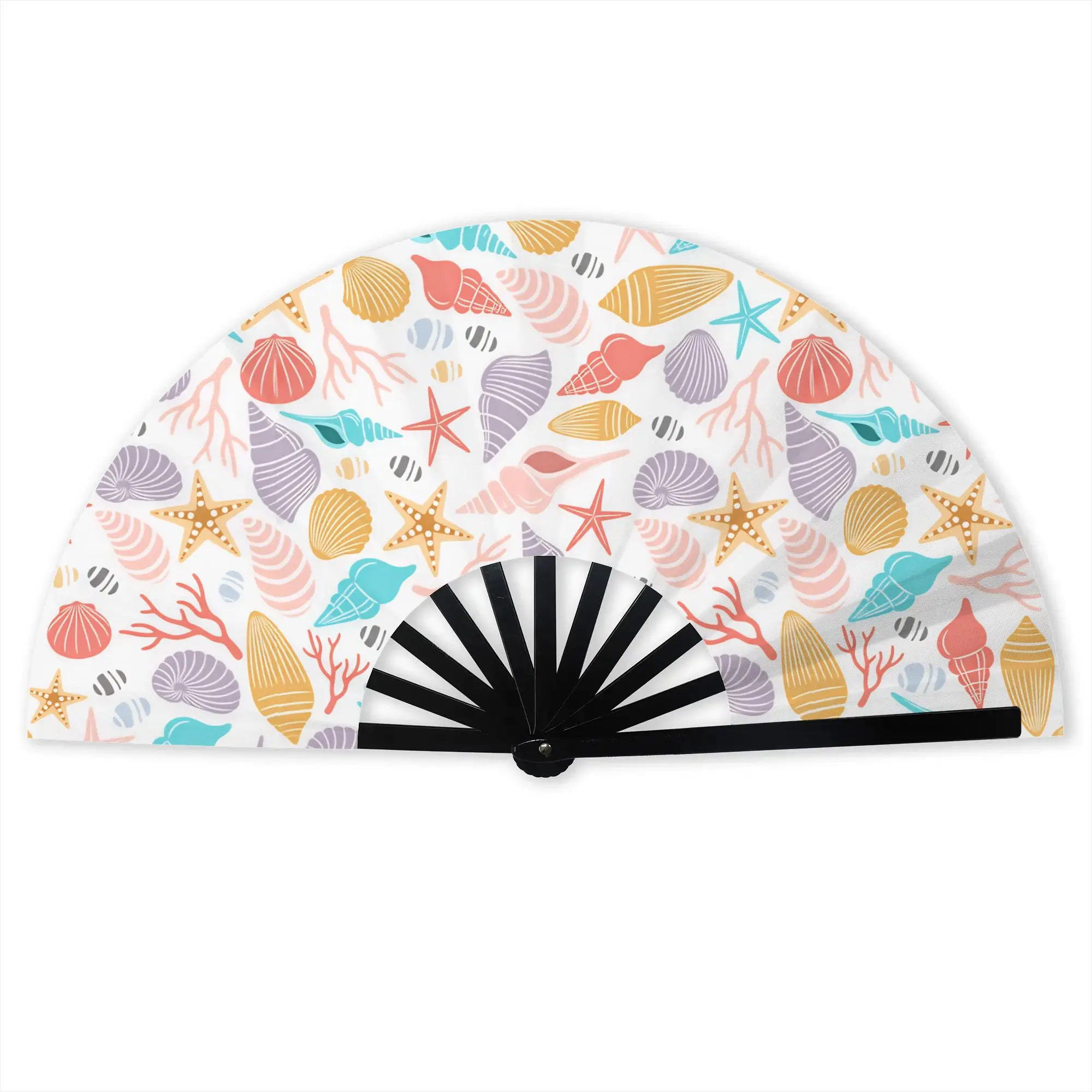 Shells Starfishes Corals Marine Life Traditional Folding Fan Oriental Art  High-Quality Fans Gift Elegant Decorative Hand Fan