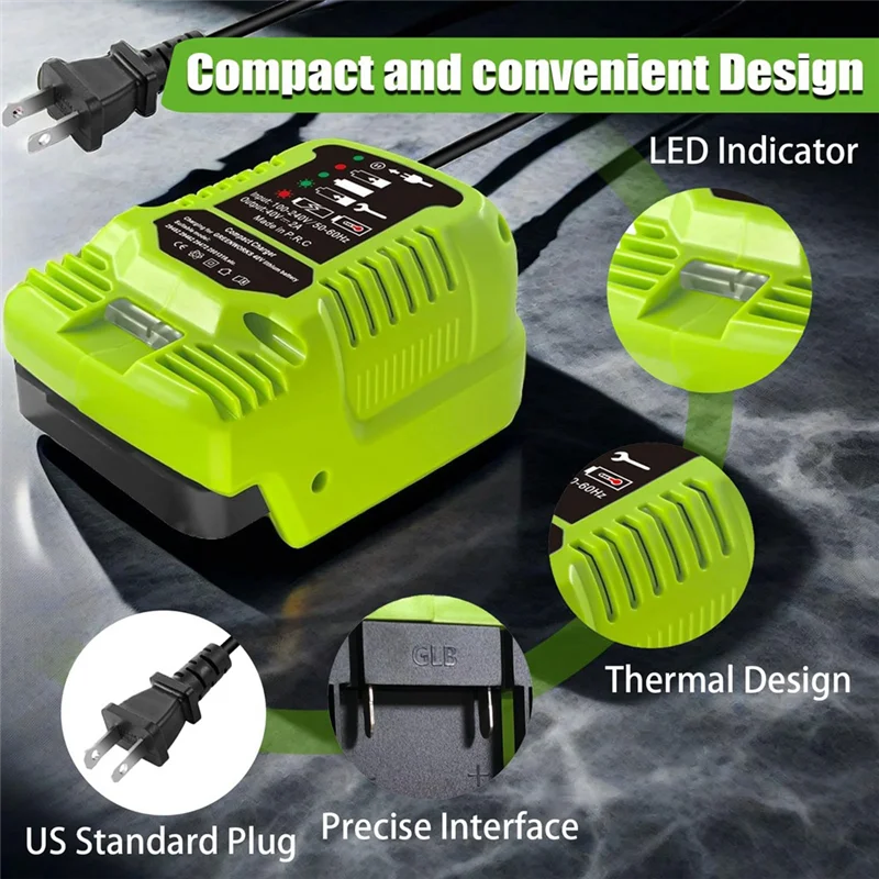 Abuh-mini carregador para greenworks 40v bateria max 40v bateria 29462, 29472 e para greenworks outras 40v bateria eua plug