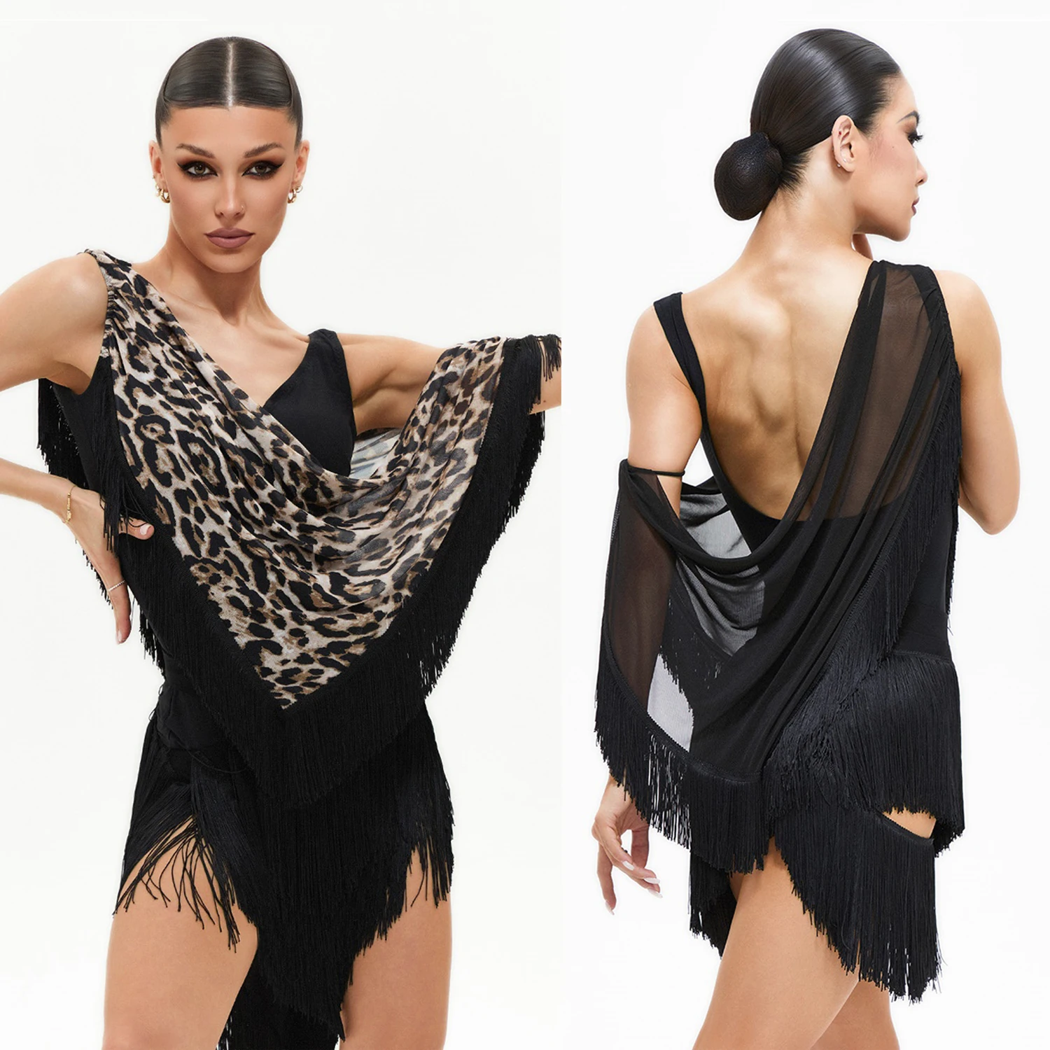 Sexy cha cha traje de dança latina malha irregular topos borlas saia rumba samba desempenho vestido prática latina roupas dnv25912