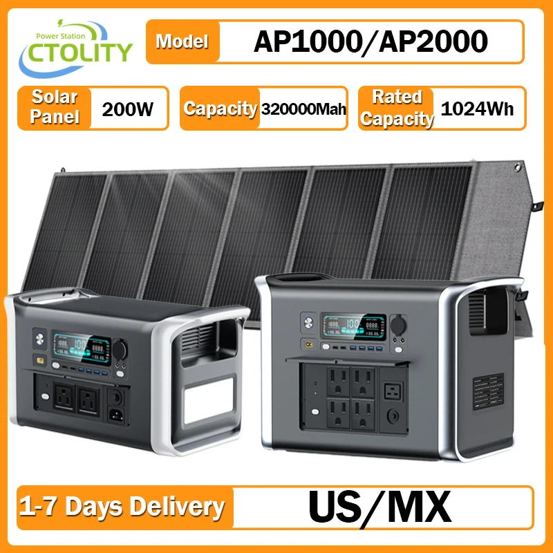 yZ[zCTOLITY 2400W Lvpd 2048Wh Lifepo4 1600W 110V ACo |[^u\[[d@ 200W 20.5V tLVu\[[pl
