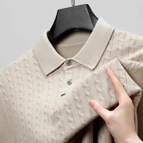 Autunno/Inverno dei nuovi uomini di fascia alta qualità pasta fritta colpi di scena maglione a maniche lunghe morbido risvolto ispessito maglieria abbigliamento da uomo