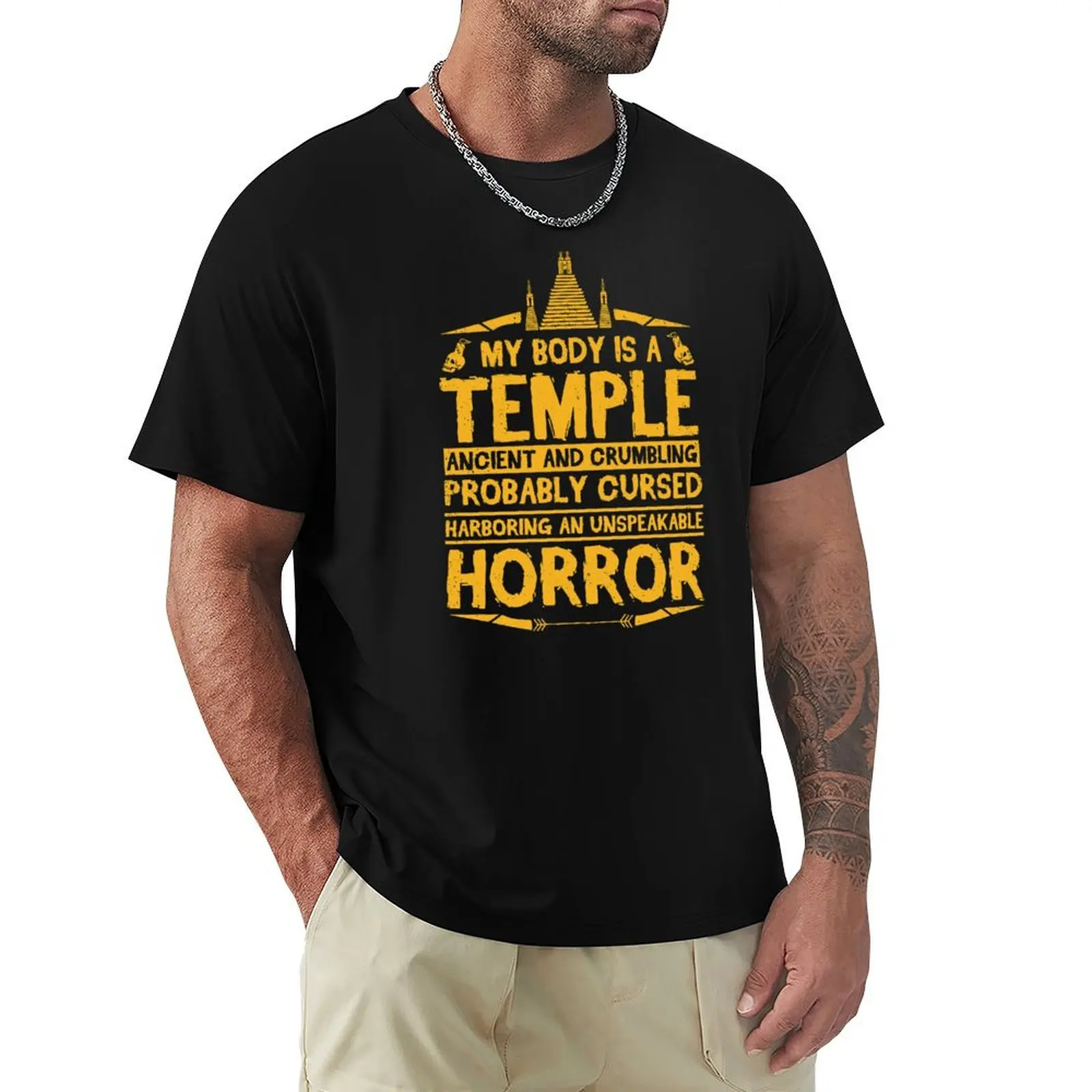 My body is a temple ancient and crumbling funny dark T-Shirt Functional Casual Short Sleeve Tee