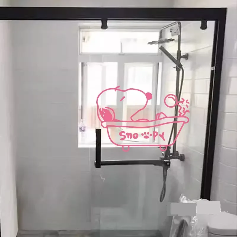 Snoopy Bathroom Wall Sticker Toilet Decor Living Room Cabinet Home Decoration Decals Beautify Self Adhesive Mural WC Doorway new
