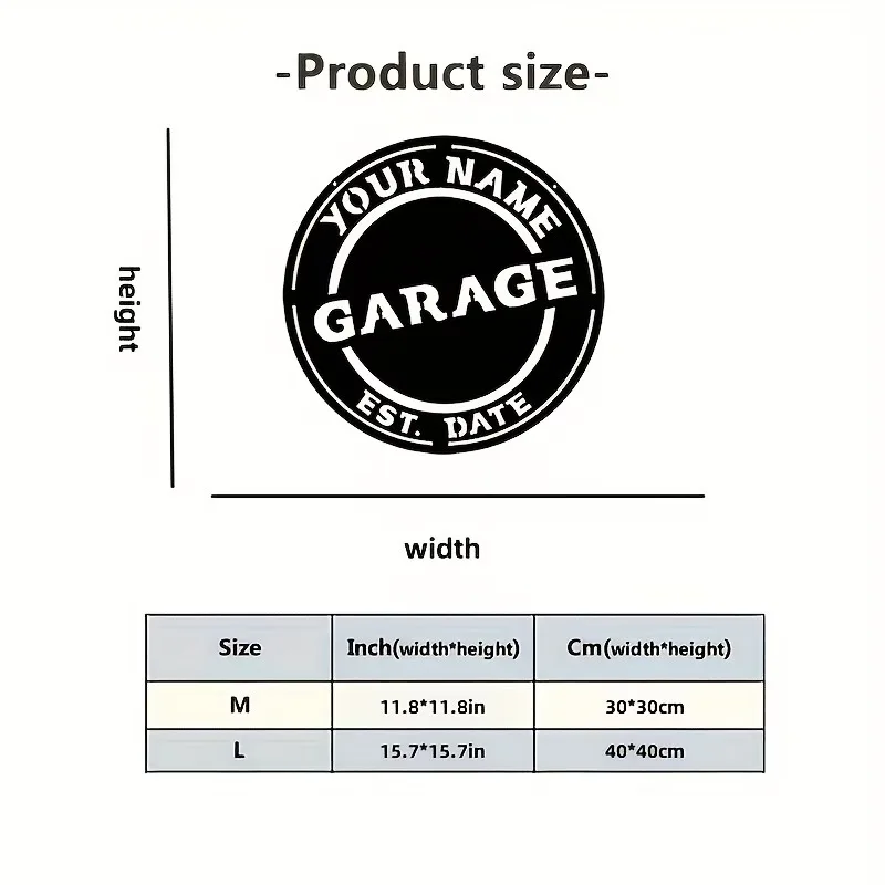 Custom Metal Garage Sign - Personalized Name And Date, Vintage Art Wall Decor, Gift for Mechanics, Fathers, Car Enthusiasts