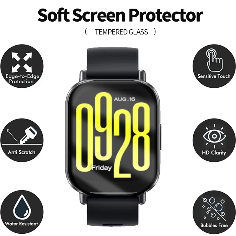 1-6PCS 9D Full Screen Protector For Xiaomi Redmi Watch5 Active 4 3 Tempered Glass HD  Anti-scratch Smartwatch Protector Film