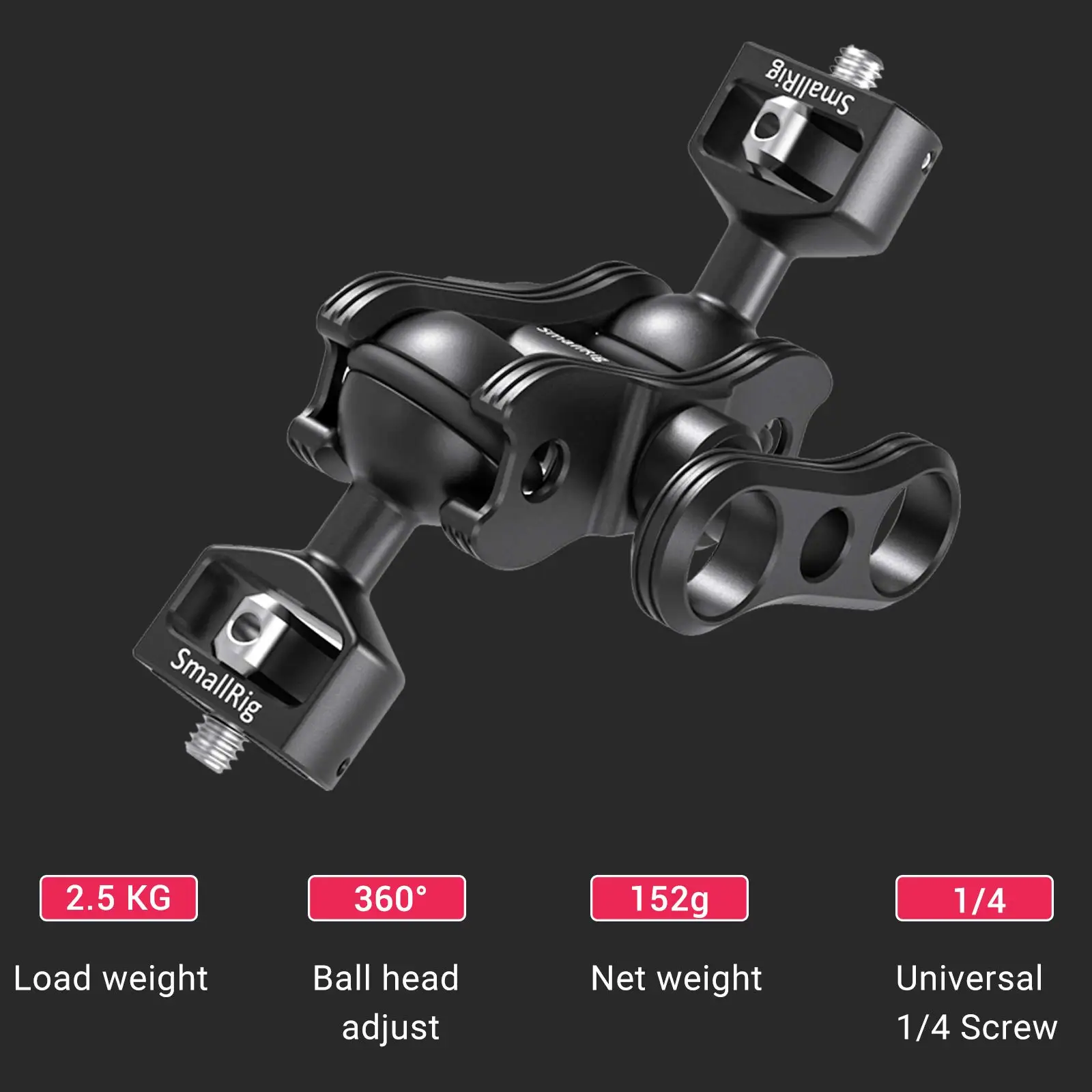 SmallRig Aluminum Alloy Quick Release Articulating Magic Arm with Double Ballheads + 1/4