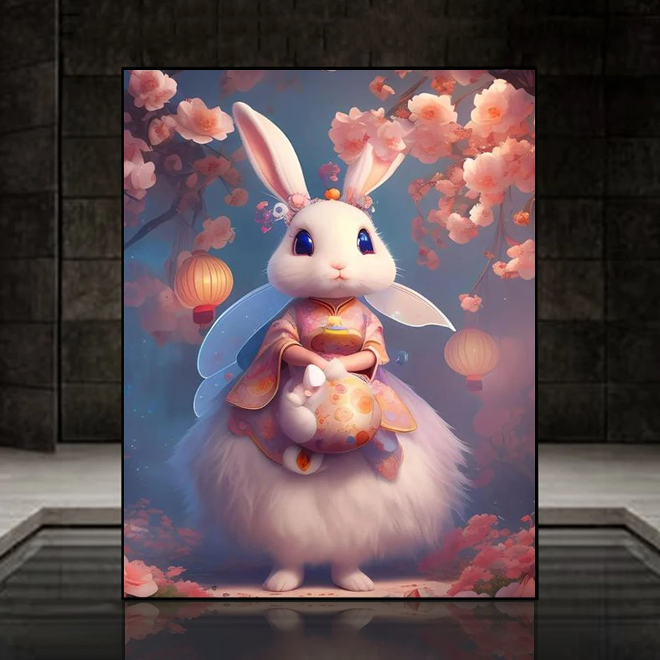 DIY 5D Diamond Painting Cute Animal Mosaic Rabbit Cat Fox Anthropomorphic Diamond Embroidery Home Decoration