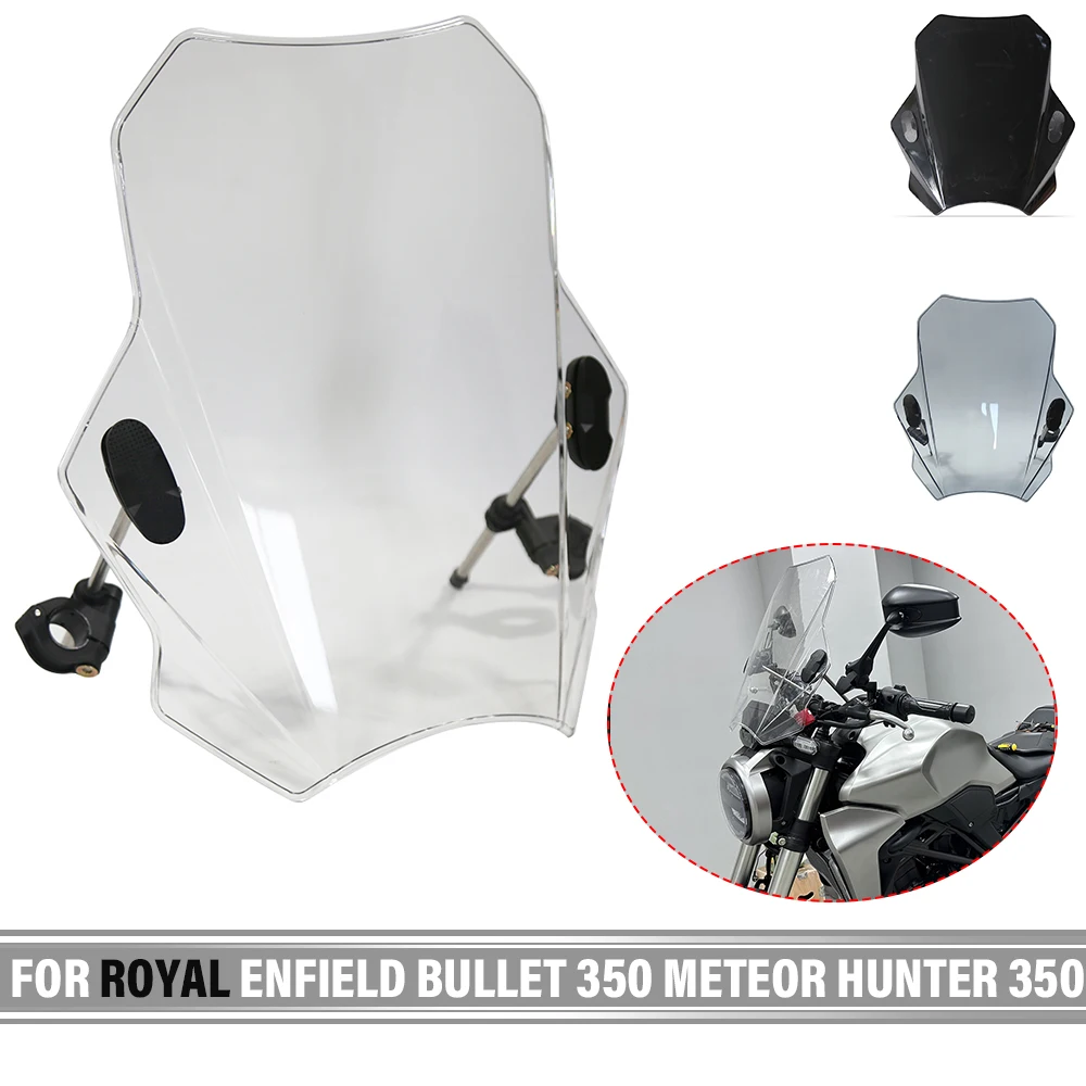 

For Royal Enfield Bullet Meteor Hunter 350 Scram 411 Interceptor Motorcycles Windshield Covers Motorcycle Windscreen Adjustable