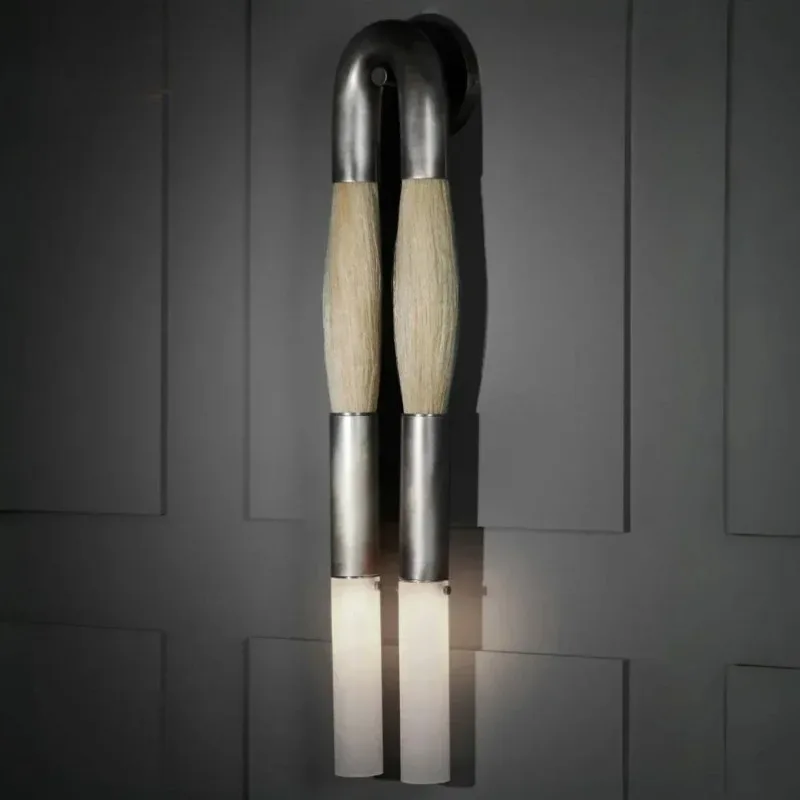 

Nordic Vintage Horsehair Wall Lamp Designer Copper Decor LED Bedroom Corridor Hotel Living Dining Room Cafe Homestay Wall Sconce