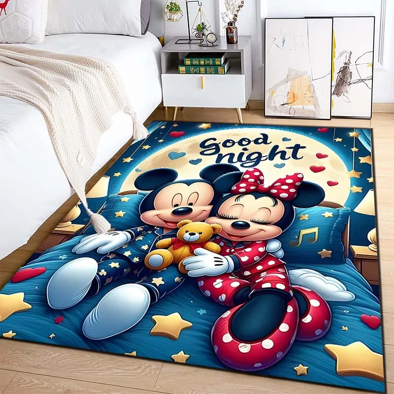 Disney Mickey Minnie 3D Printed Fashion Area Rug Carpet for Living Room Cartoon Children\'s Bedroom Sofa Floor Rug Christmas Gift