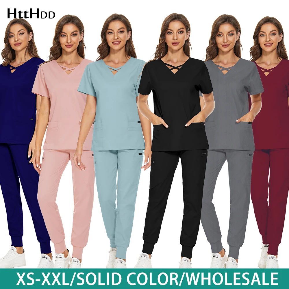 

Dental Clinic Medical Workwear Unisex Hospital Doctor Women Scrub Set Solid Color Surgical Gown Comfortable New Medical Uniform