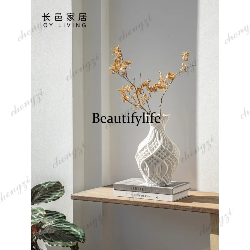 A4567High-end art ceramic vase ornament living room flower arrangement light luxury creative 3D home decoration simple