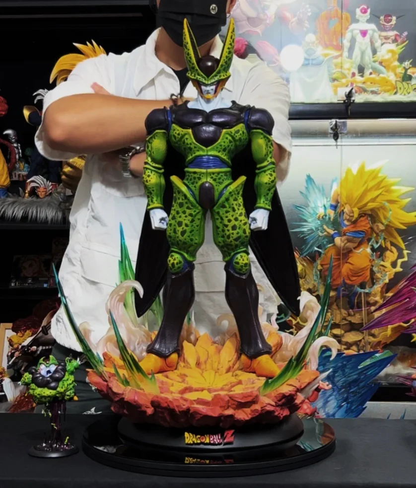 

35cm Presale Balcony Brother Dragon Ball Anime Figure Cell Masquerade Perfect Green Monster Figures Collection Model Custom Gift
