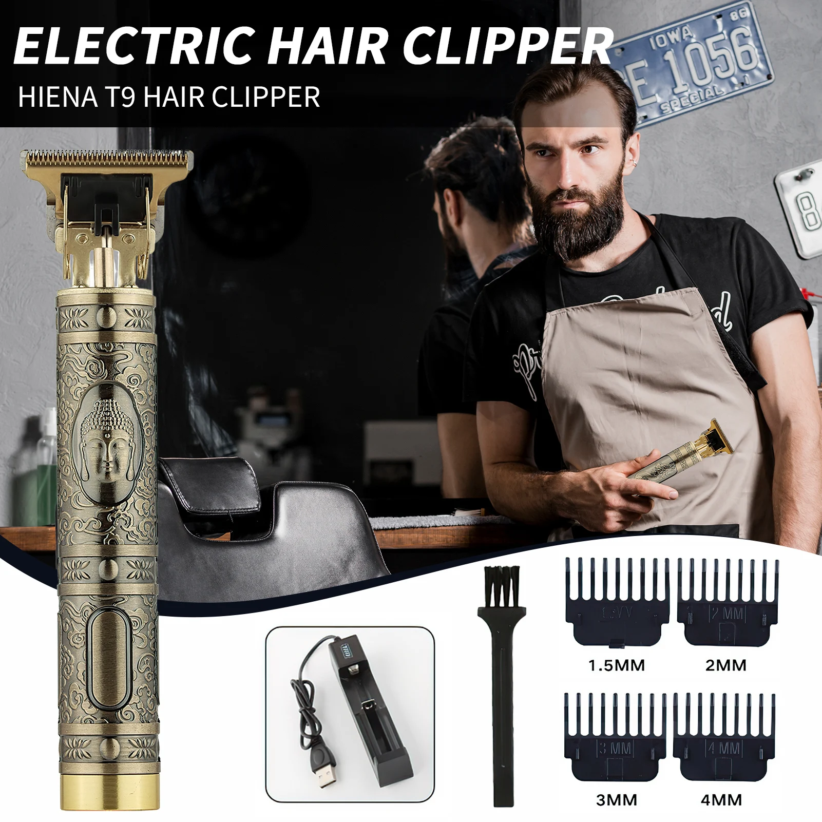 HIENA T9 Cordless Hair clippers Electric Hairber Shaver Home Appliances bead Trimmer Barber Razors Shaving Machine for Men