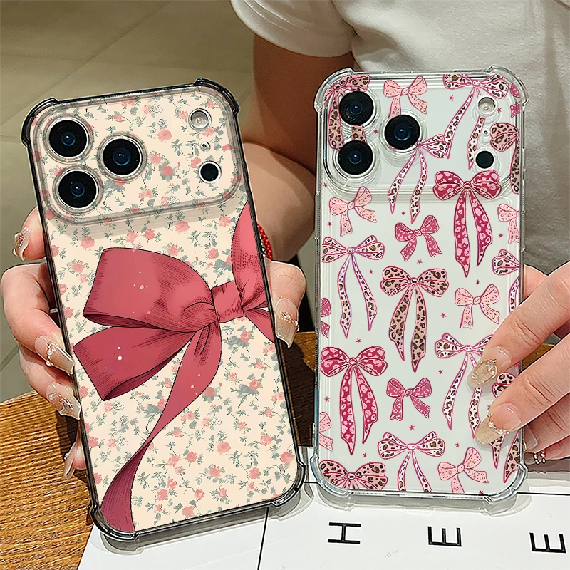 Funda Transparente con Diseño de Lazo Colorido para iPhone 17 Pro Max 16 15 14 13 Pro Max 17 Pro 16e, Carcasa Suave Antigolpes