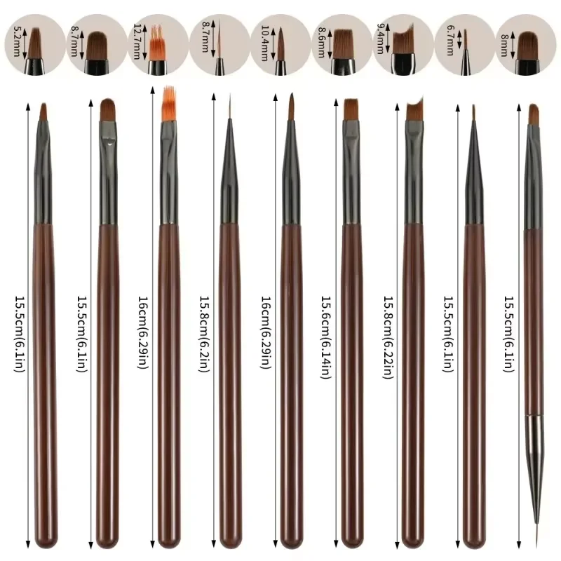 YIKOOLIN 9PCS UV Gel Nail Brush Liner DIY Painting Pen Manicure Acrylic Drawing Brush for Nail Art Design Painting Tool image 6