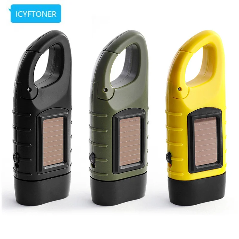 Power Generation Strong Light Portable Emergency Backup Self-Generating Flashlight Hand Crank Outdoor Screen LED Screen