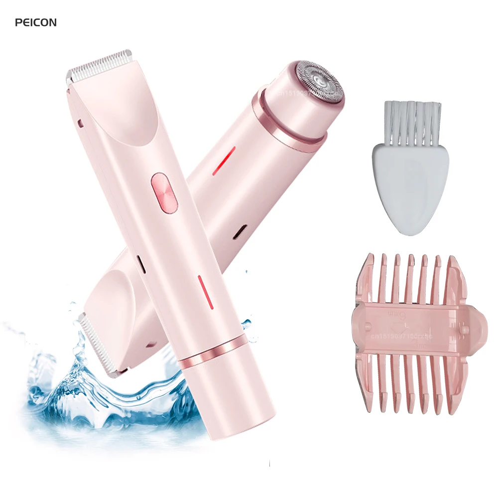 Facial Hair Epilator Women for Bikini Facial Body Rechargeable Shaver Leg Arm Underarm Hair Removal Electric Double Head Trimmer