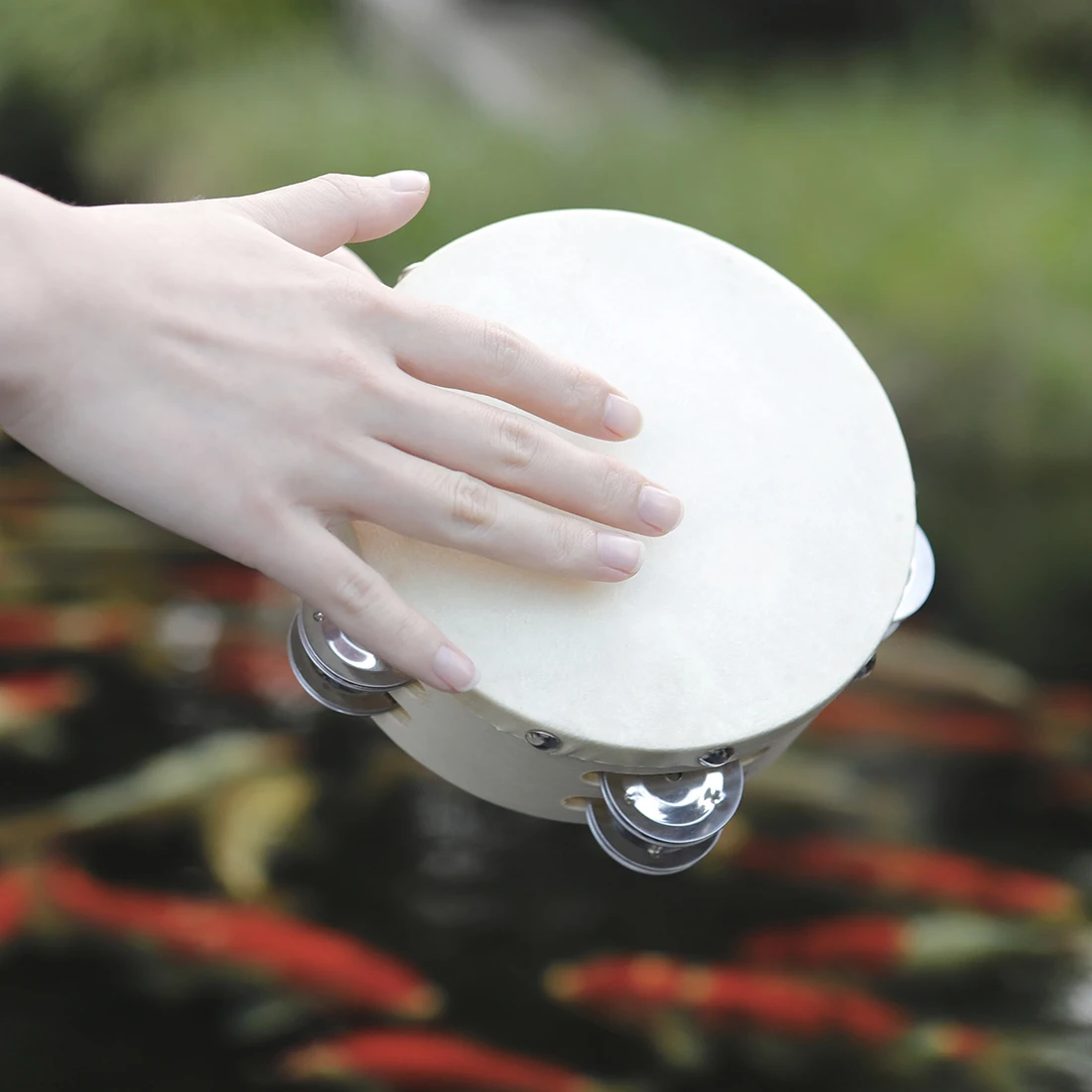 IRIN Orff الدف 6 بوصة جلد الغنم طبقة مزدوجة طبلة ذات يد آمنة متينة للأطفال أدوات قرع التنوير الموسيقية #2