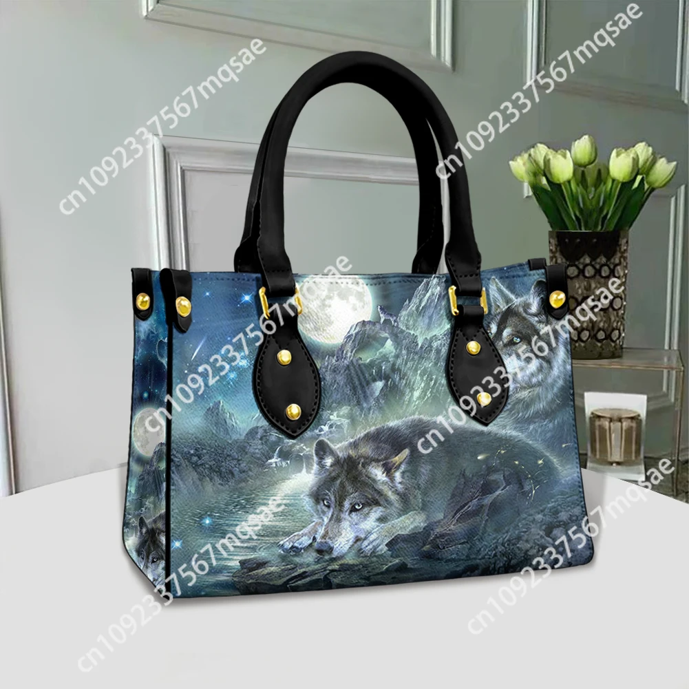 

Wild Wolf Print Womens Handbag Custom Print Fashion Small Casual Tote Luxury Shoulder Messenger Bolsa Female sac a main femme