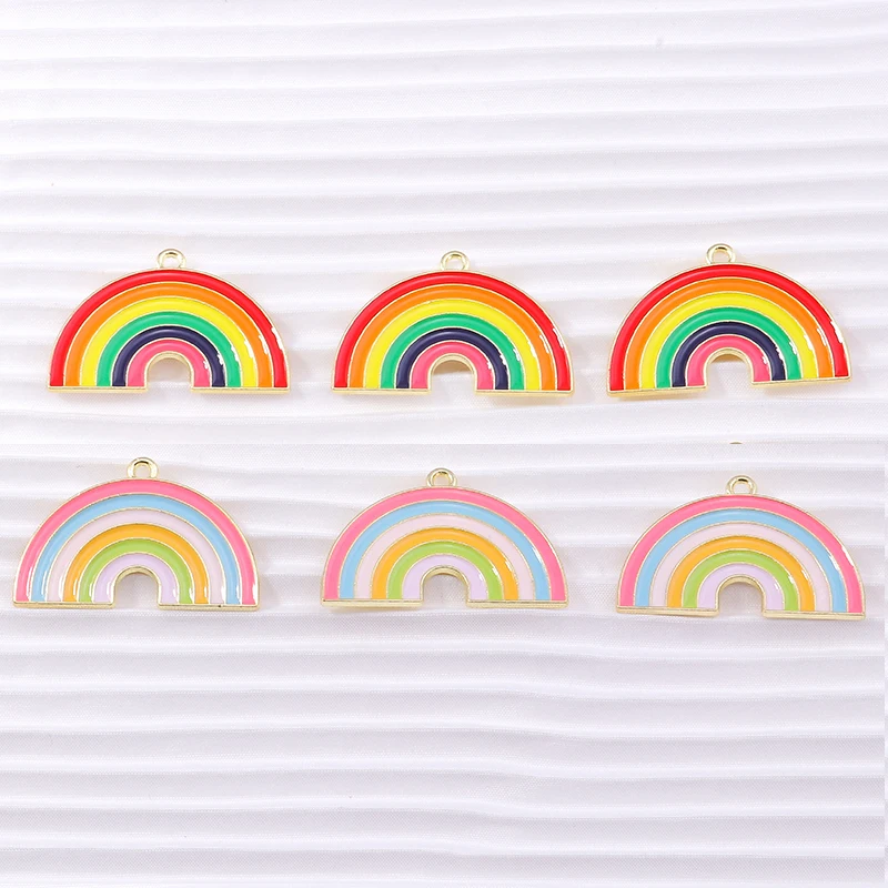 10 teile/los Cartoon Emaille Regenbogen Wolken Charms für Schmuck Machen Frauen Mode Tropfen Ohrringe Anhänger Halsketten DIY Handwerk Geschenk – Detail 3
