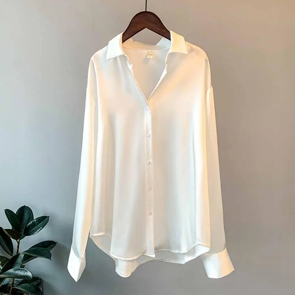 Autumn 2022 Womens Clothing Silk Shirt Vintage Blouse Women Sheer Top Women Long Sleeve Dress Shirt Plus Size Women Overshirt