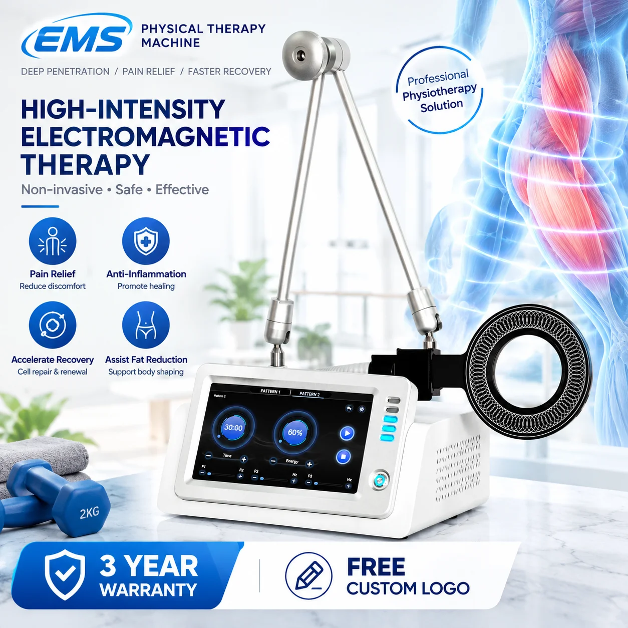 Physical Therapy Machine Pulsed Electromagnetic Field Muscle Relaxation Body Care Device Wellness Equipment for Salon Home Use